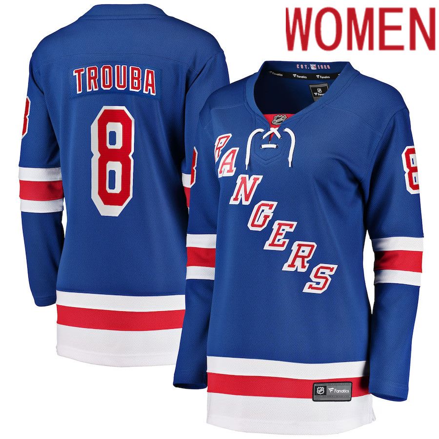Women New York Rangers 8 Jacob Trouba Fanatics Branded Blue Home Breakaway NHL Jersey